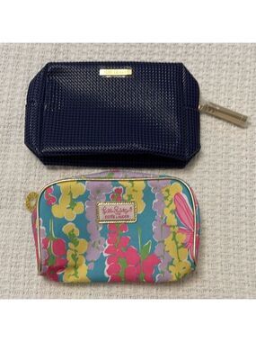 SET OF TWO ESTEE LAUDER make up bags cosmetic bags floral x Lilly Pulitzer